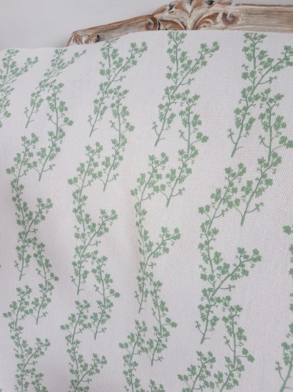 Four Acre Meadow Flowers Pea Green linen fabric by Rose and Foxgloves