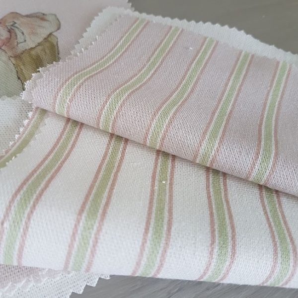 Mrs. Tiggywinkle Handpainted Stripes on Pink Icing Linen