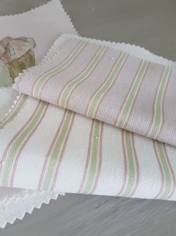 Mrs. Tiggywinkle Handpainted Stripes on Pink Icing Linen