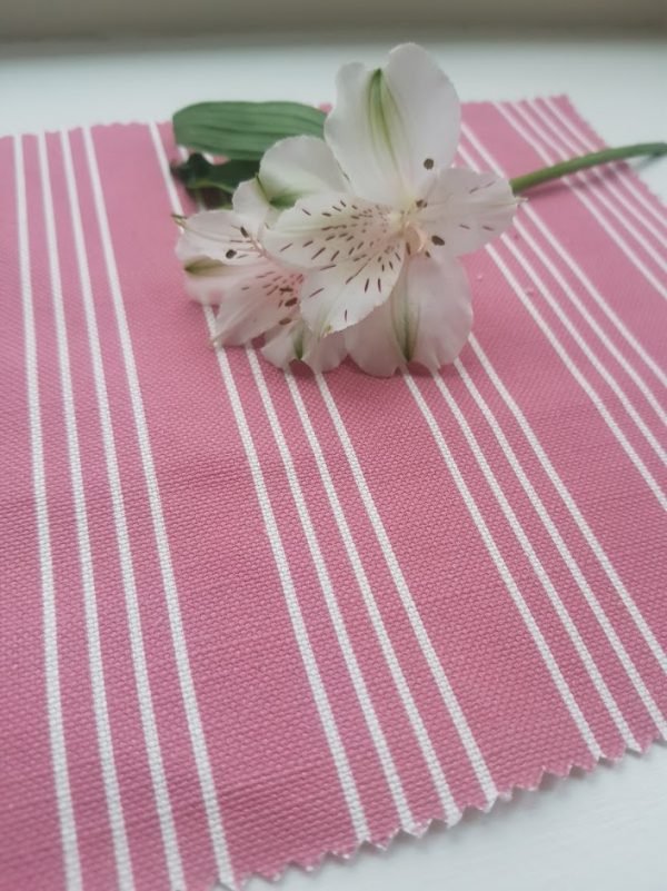 French mattress stripe in old raspberry linen by Rose and Foxgloves