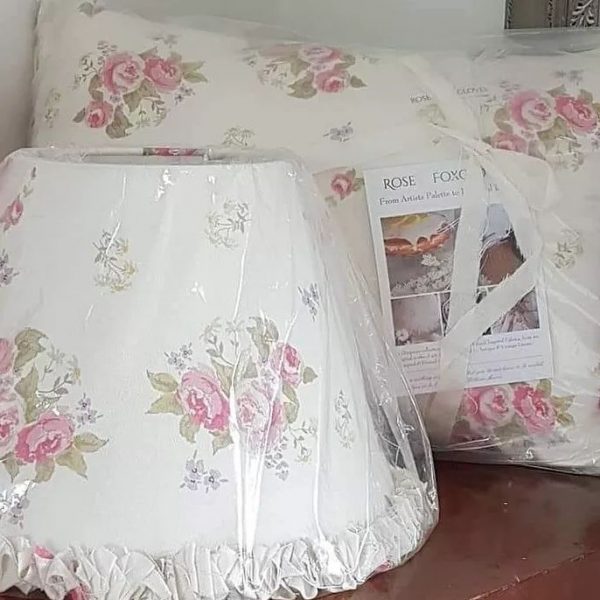 Rosabella Vintage Roses Ruffle lampshade and Cushion by Rose and Foxgloves