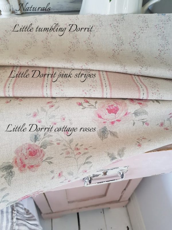 dorrit cottage roses on natural linen fabric by rose and foxgloves