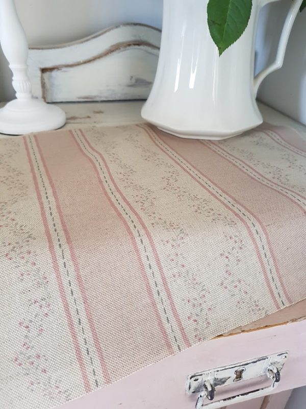 dorrit pink stripes natural linen fabric by rose and foxgloves