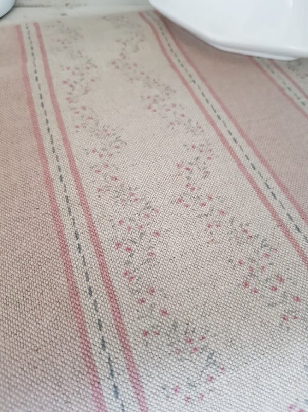 dorrit pink stripes natural linen fabric by rose and foxgloves