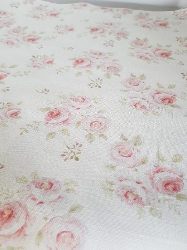 A Bonny Lass Faded Floral linen fabric by Rose and Foxgloves