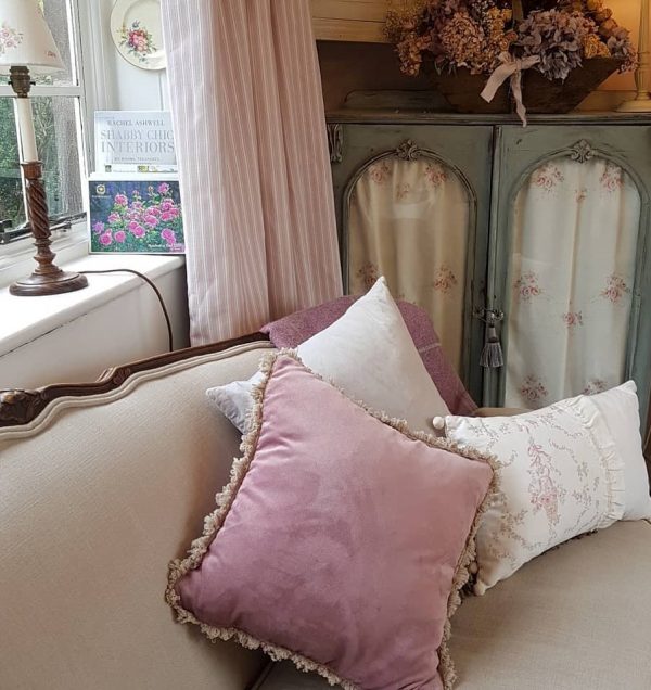 Dusky Pink velvet cushion by rose and foxgloves