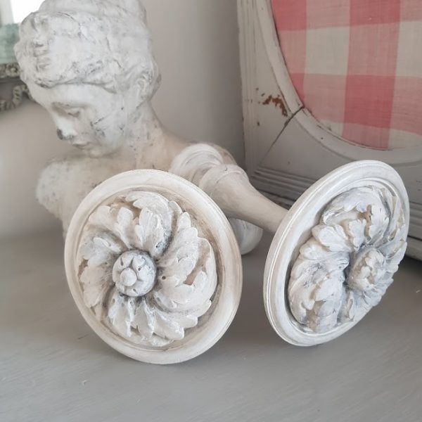Ornate French curtain holdbacks handpainted by rose and foxgloves-