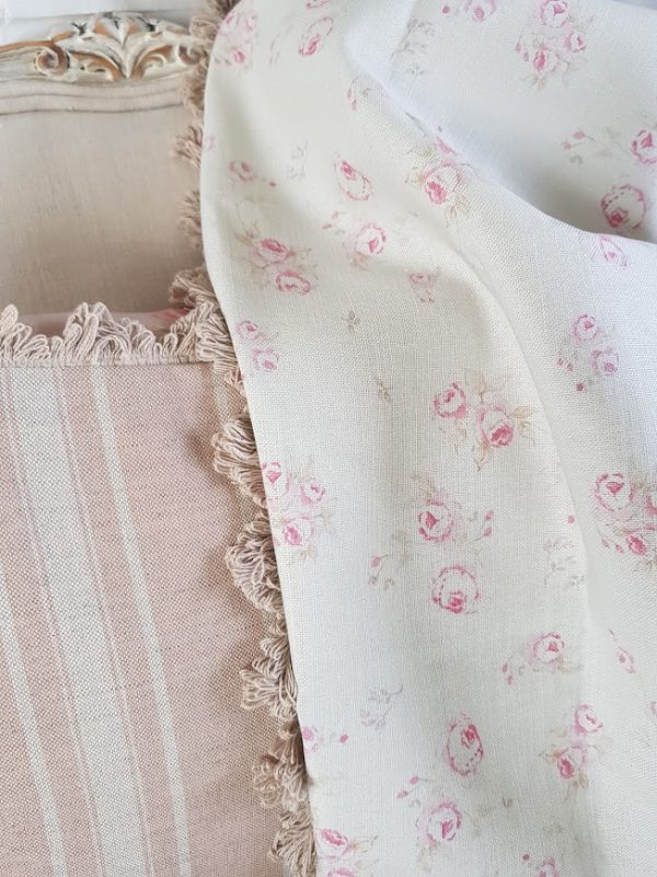 The Vintage Rose with beech fan edge trim curtains by Rose and Foxgloves