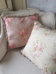 Felicite Parmetier French Antique Style Cushion -Mudded Pink and Powder Pink Grainsack Reverse