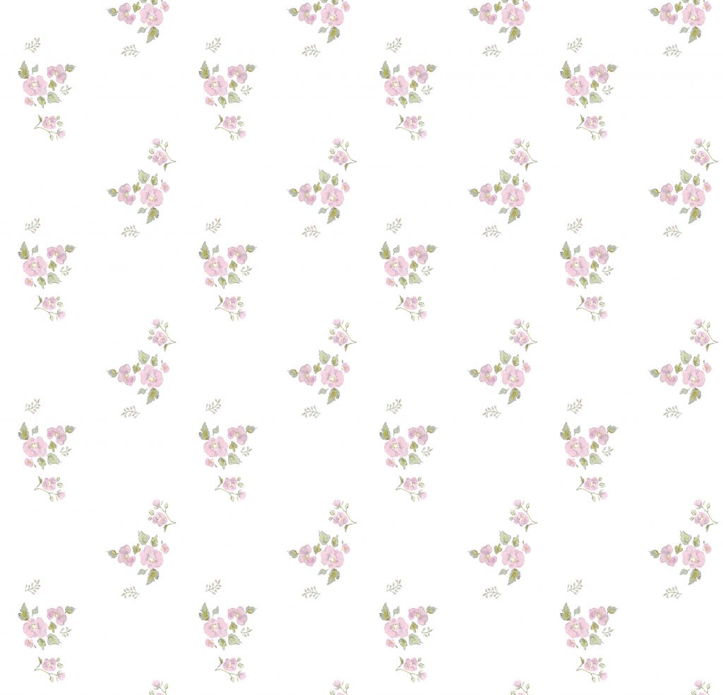 Petite Fleurs in Pink Wallpaper – Rose and Foxgloves