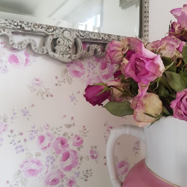 climbing roses in vintage mulberry wallpaper by rose and foxgloves 1