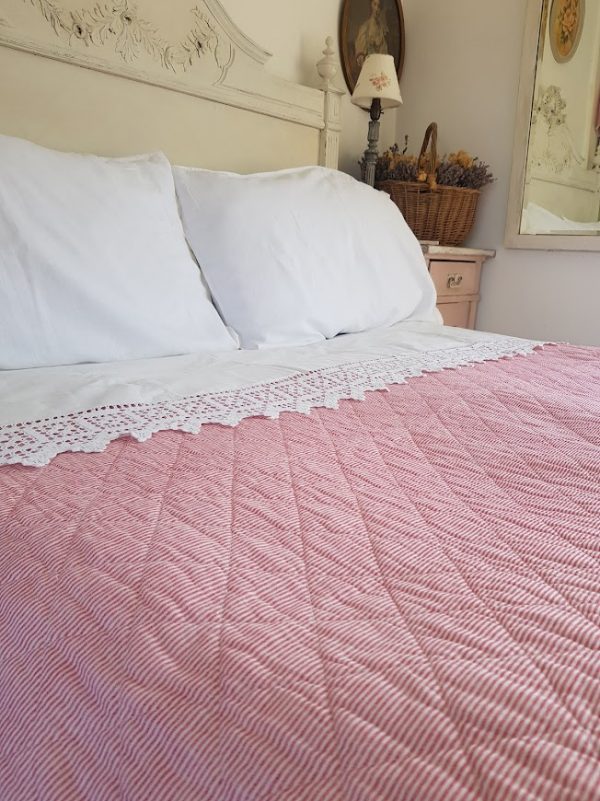 Scandi stripe red lightweight quilt by rose and foxgloves-2