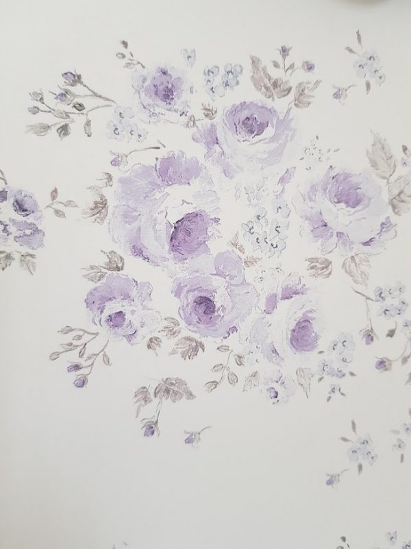 Climbing blue faded roses bouquet floral vintage wallpaper by rose and foxgloves