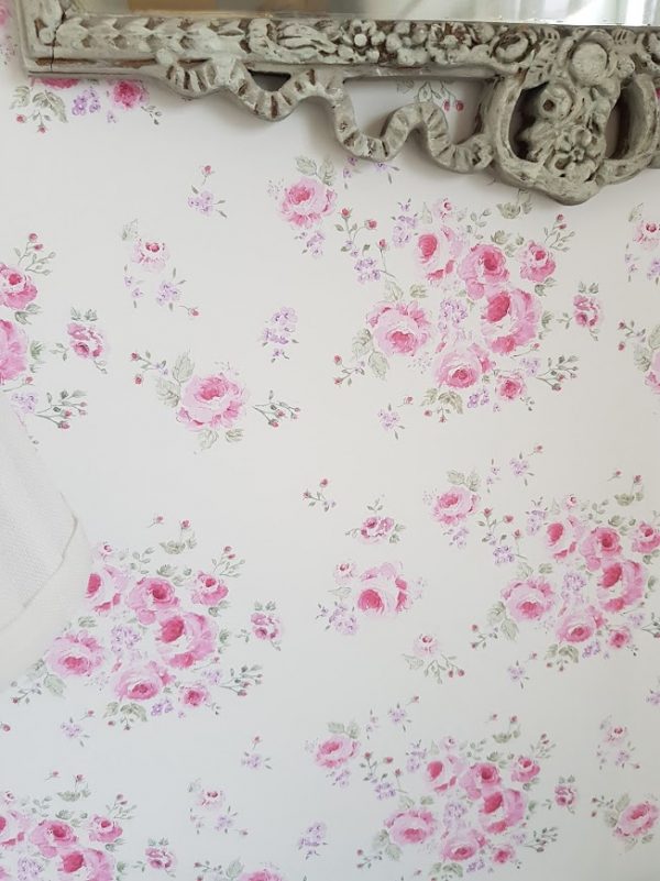 Climbing pink faded roses bouquet floral vintage wallpaper by rose and foxgloves