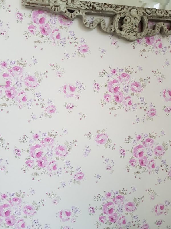Climbing vintage mulberry faded roses bouquet floral vintage wallpaper by rose and foxgloves
