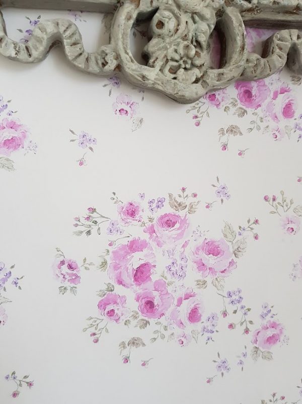 Climbing vintage mulberry faded roses bouquet floral vintage wallpaper by rose and foxgloves