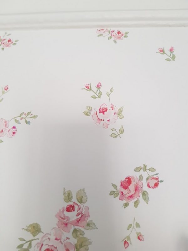 Little Pink roses on ivory wallpaper by rose and foxgloves vintage inspired wallpapers