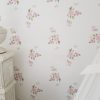 Petite Fleurs French pink floral on ivory faded floral wallpaper by rose and foxgloves main