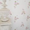 Petite Fleurs French pink floral on ivory faded floral wallpaper by rose and foxgloves main