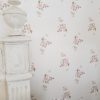 Petite Fleurs French pink floral on ivory faded floral wallpaper by rose and foxgloves main