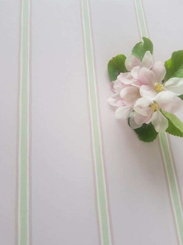 Pink Icing soft apple stripe wallpaper by rose and foxgloves