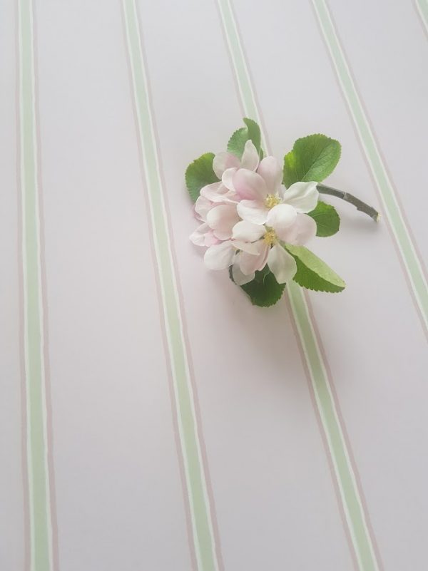 Pink Icing soft apple stripe wallpaper by rose and foxgloves