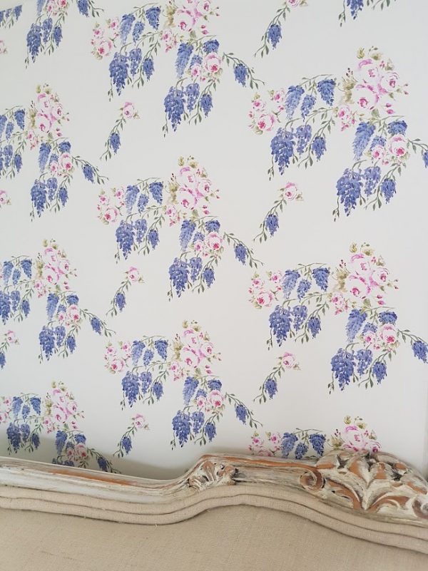 Wisteria and roses floral wallpaper by rose and foxgloves