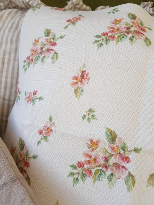 Apple blossom linen fabric by rose and foxgloves