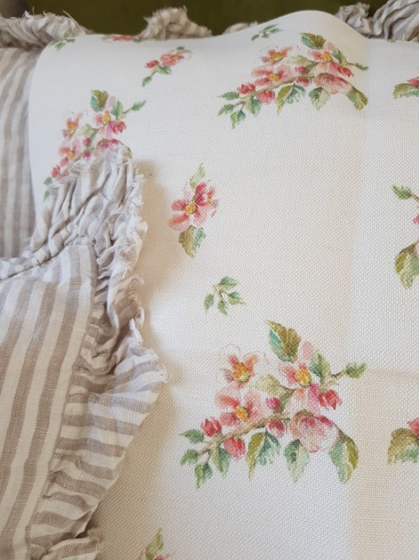 Apple blossom linen fabric by rose and foxgloves