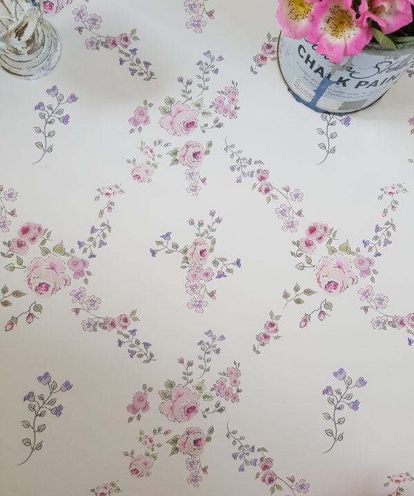 Abby Rose Trellis Vintage Floral Wallpaper