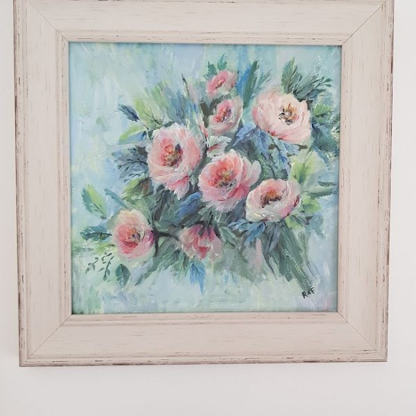 Blush Roses Original Painting by Rose and Foxgloves main 1