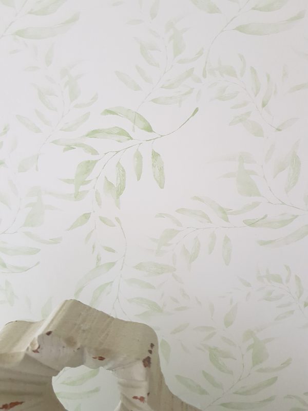 Faded Leaves in Green Wallpaper