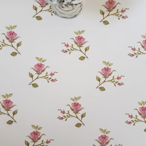 French Rosebuds in cinder rose pink wallpaper