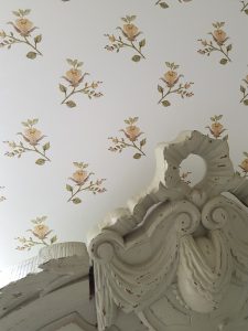 French Rosebuds Wallpaper- Ochre and Sage