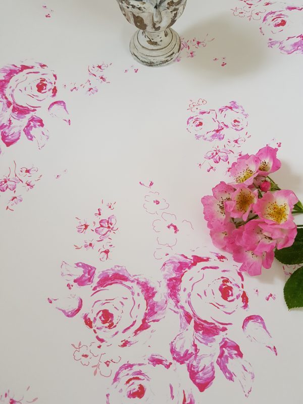 Penny Lane Faded red roses wallpaper by rose and foxgloves