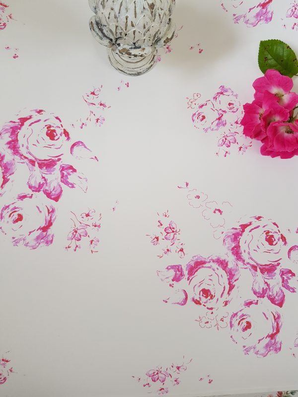 Penny Lane Faded red roses wallpaper by rose and foxgloves