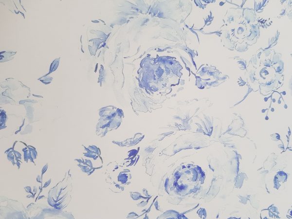 Provence Roses Wallpaper in Manor Blue