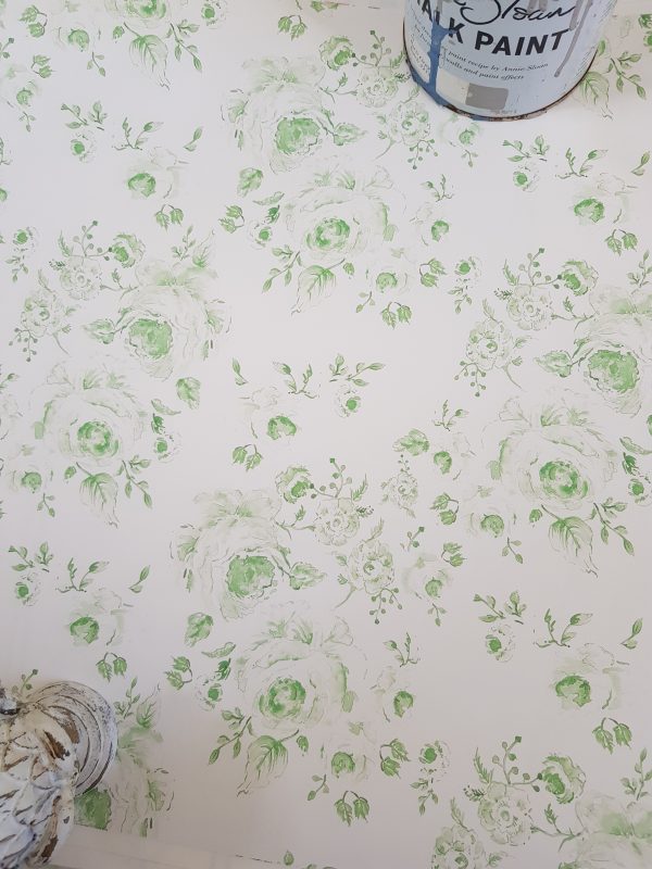 Provence Roses Wallpaper in Verte Green