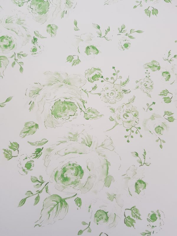 Provence Roses Wallpaper in Verte Green