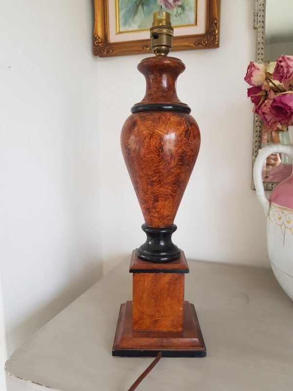 Vintage Wooden Classical Urn Style Table Lamp 40cm Height