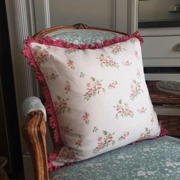 Apple Blossom on pink cushion