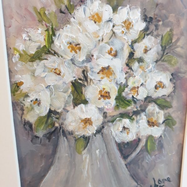 Old Jug Of Rambling Roses Framed and Signed Oil Painting Rose and Foxgloves 2