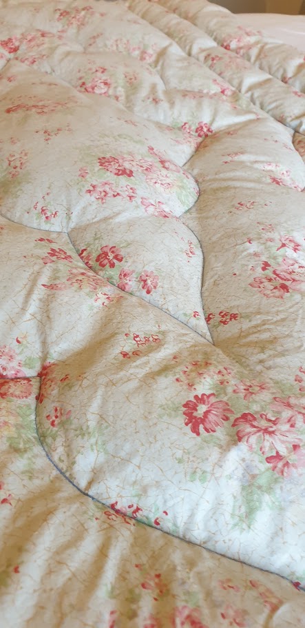 Vintage Feather Eiderdown Rose and Foxgloves