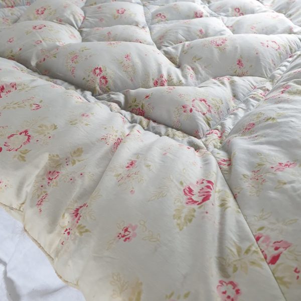 Double Pale Blue Floral Vintage Eiderdown by Rose and Foxgloves 5
