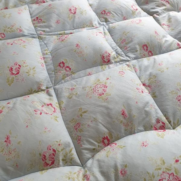 Double Pale Blue Floral Vintage Eiderdown by Rose and Foxgloves