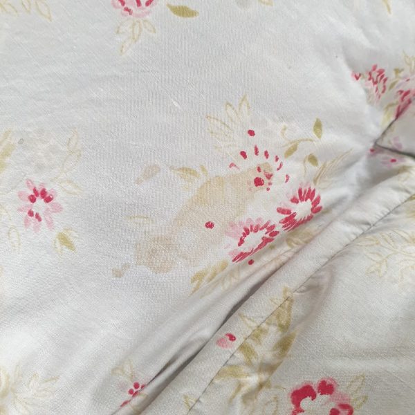Double Pale Blue Floral Vintage Eiderdown by Rose and Foxgloves stain 1