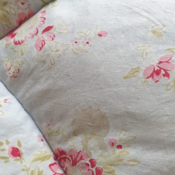 Double Pale Blue Floral Vintage Eiderdown by Rose and Foxgloves stain 3