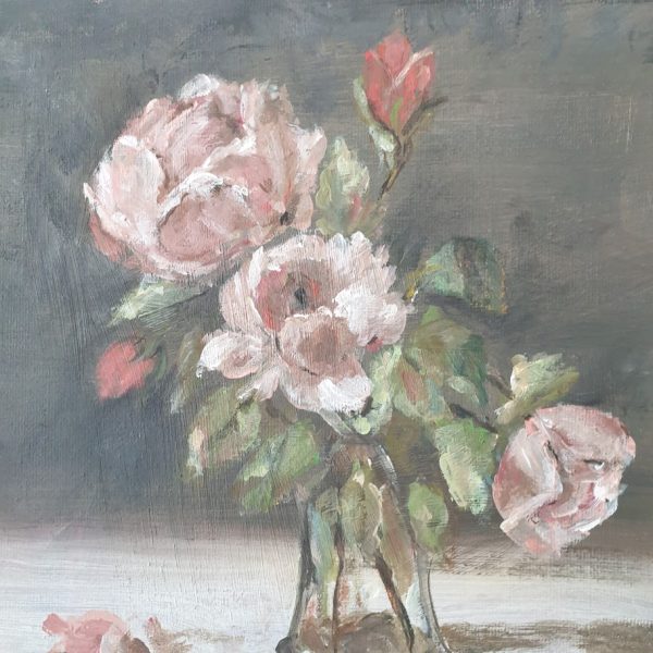 Hope Roses Original Signed Painting by Rose and Foxgloves Raising Funds For Cancer Research Race For Life