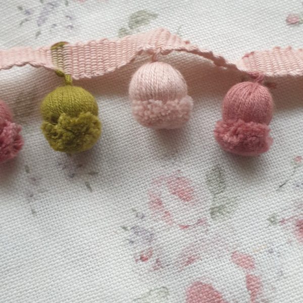 Small Helebore,  Dusky Rose  and Citrine Onion Pom Pom Curtain Trimming by  Rose and Foxgloves [Code:RFOCT]