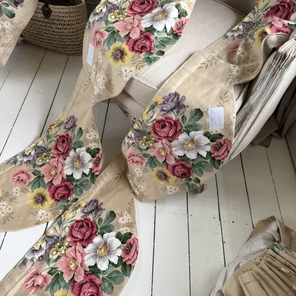 Long vintage Sandersons Floral curtain pelmets. Two sizes